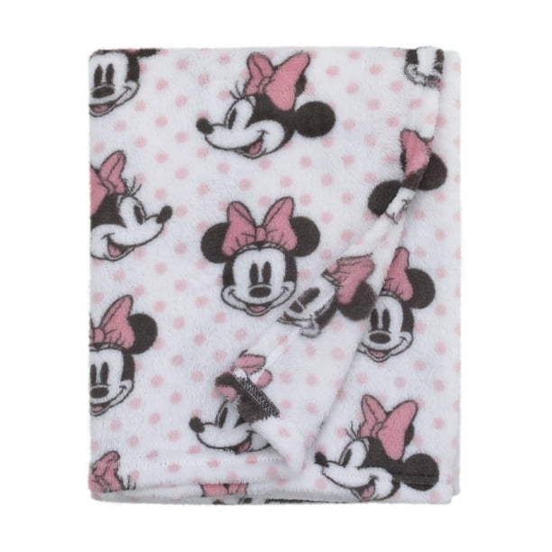 Style Icon Print Disney Minnie Mouse Mink and Sherpa Double Sided Infant Blanket 